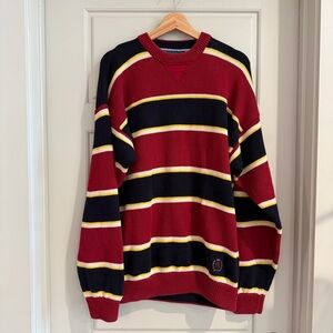 Tommy Hilfiger Vintage Rugby Striped Cotton Knit Sweater Size Large
